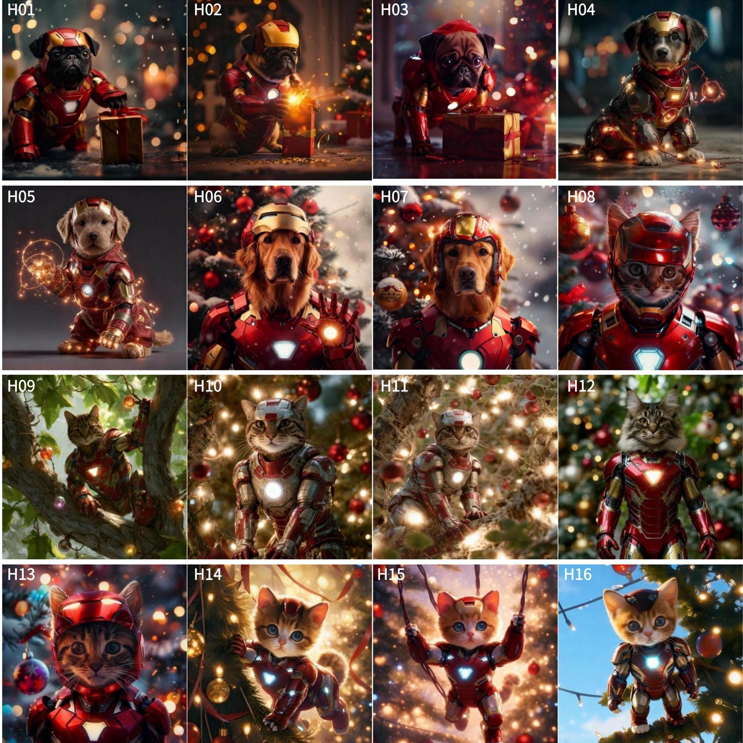 Custom Ironman Pet Portrait – Festive Holiday Wall Art