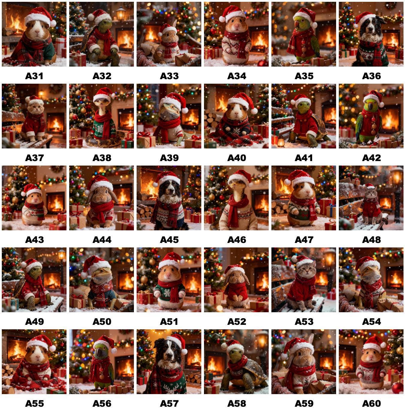 Custom Christmas Pet Portrait Canvas, Festive Holiday Wall Art (Digital Print)