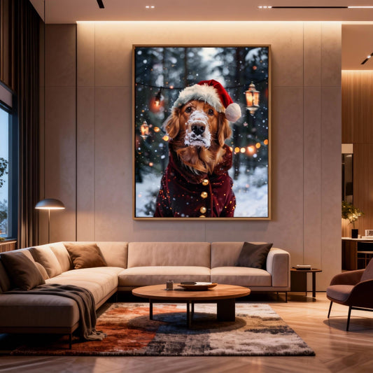 Custom Christmas Pet Portrait - Festive Holiday Wall Art