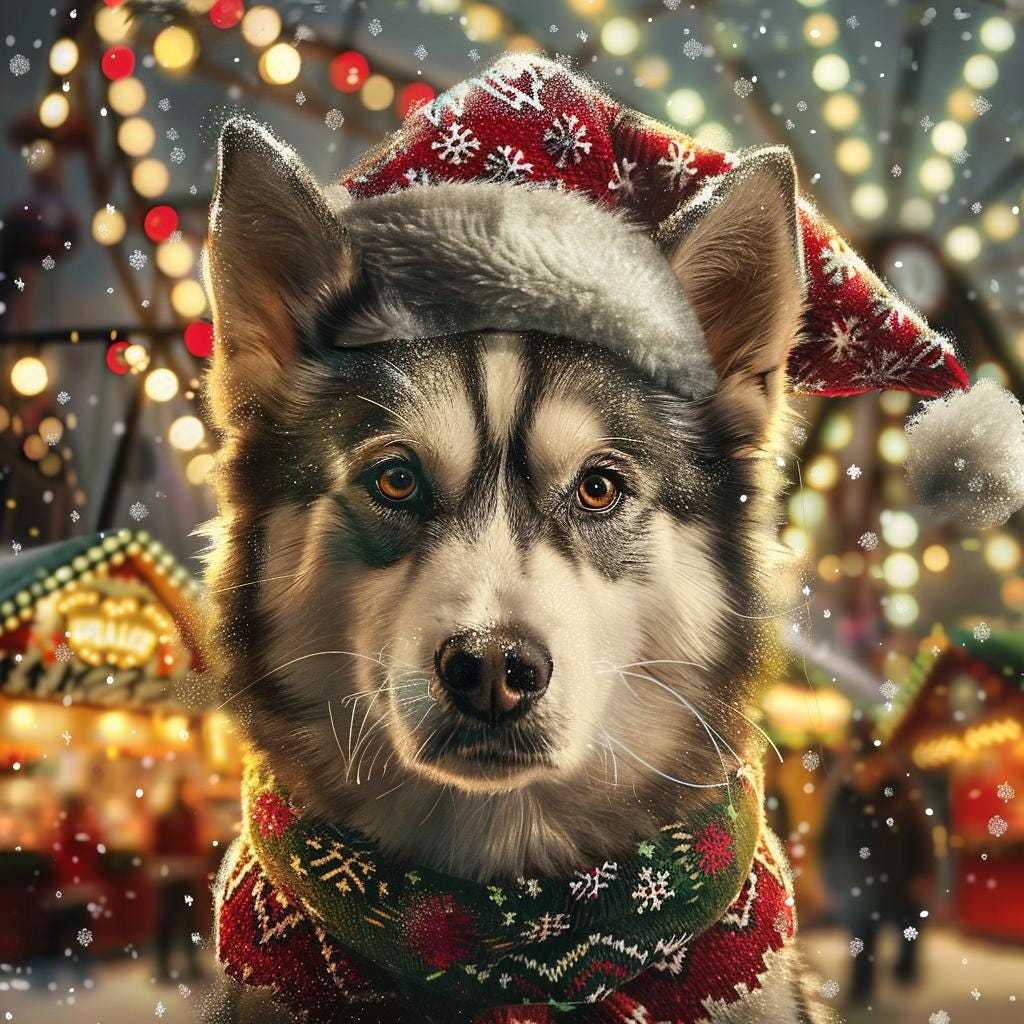 Custom Christmas Pet Portrait - Festive Holiday Wall Art