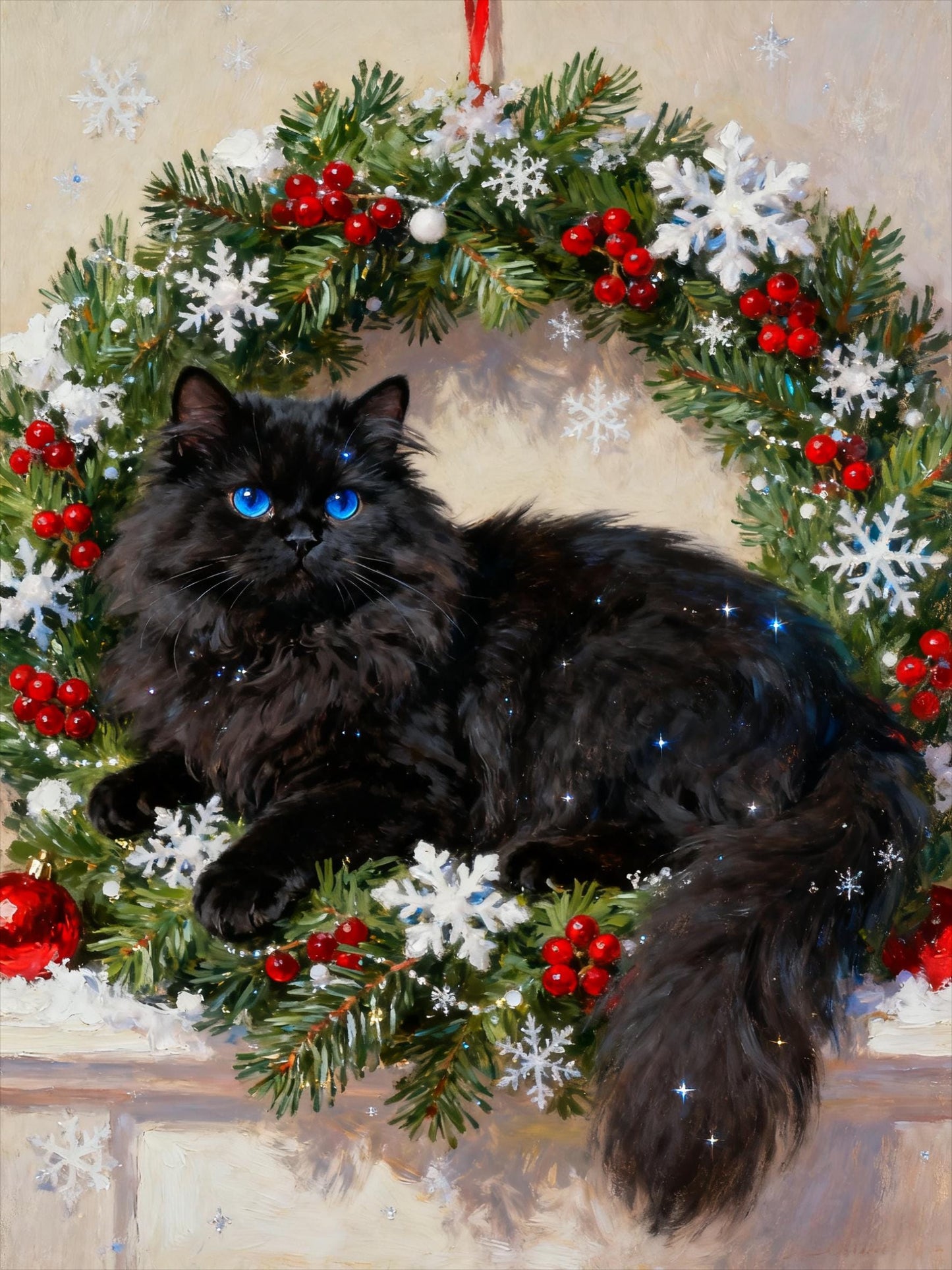 Custom Christmas Pet Portrait, Festive Holiday Wall Art (Digital)