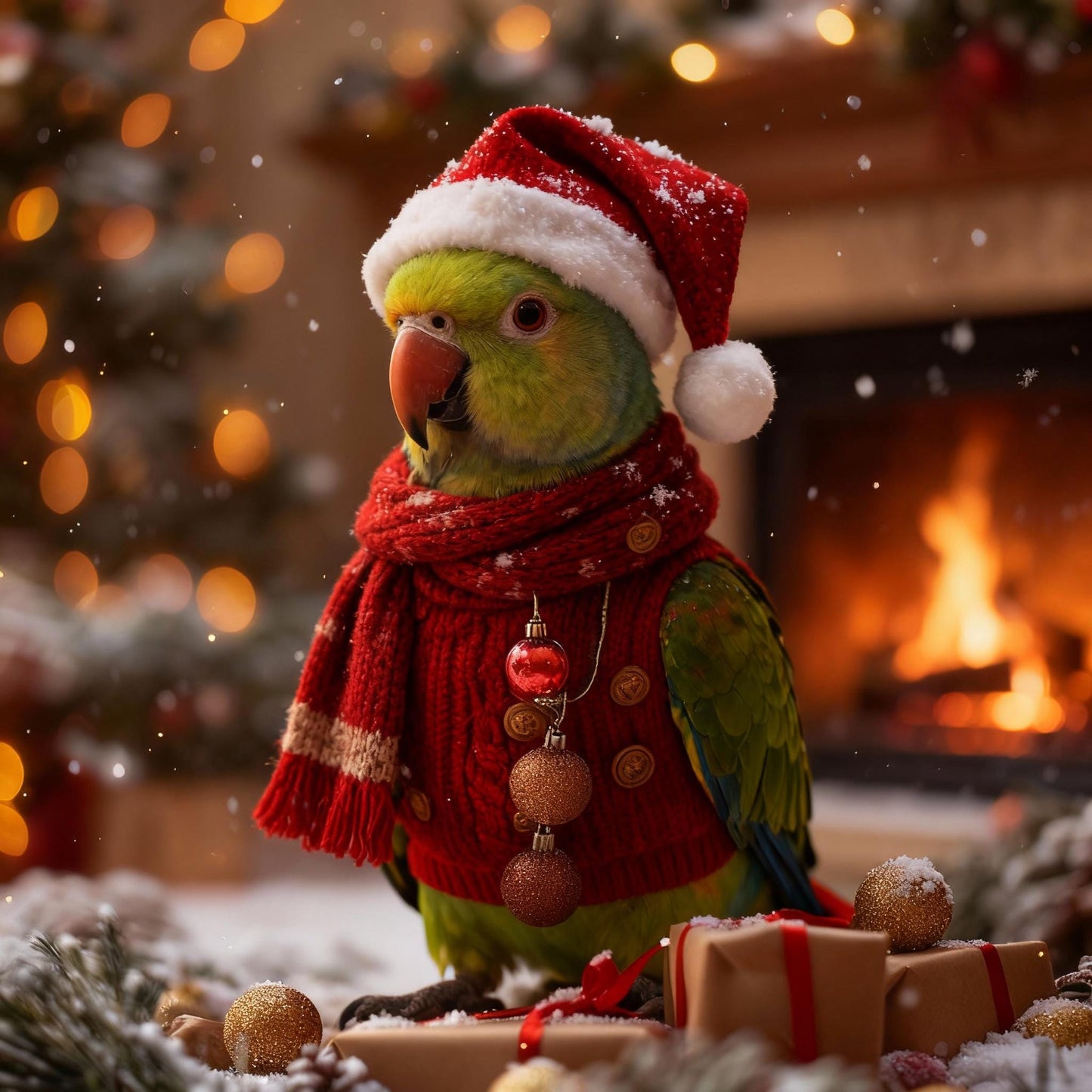 Custom Christmas Pet Portrait Canvas, Festive Holiday Wall Art (Digital Print)