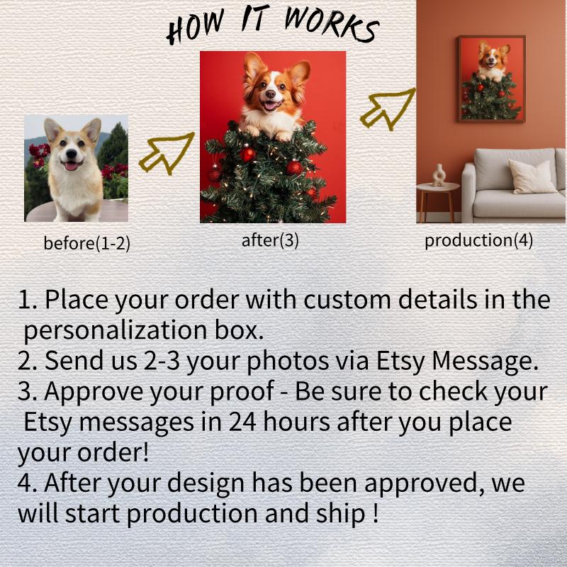 Custom Christmas Pet Portrait, Holiday Wall Art Canvas, Exotic Pet Gift