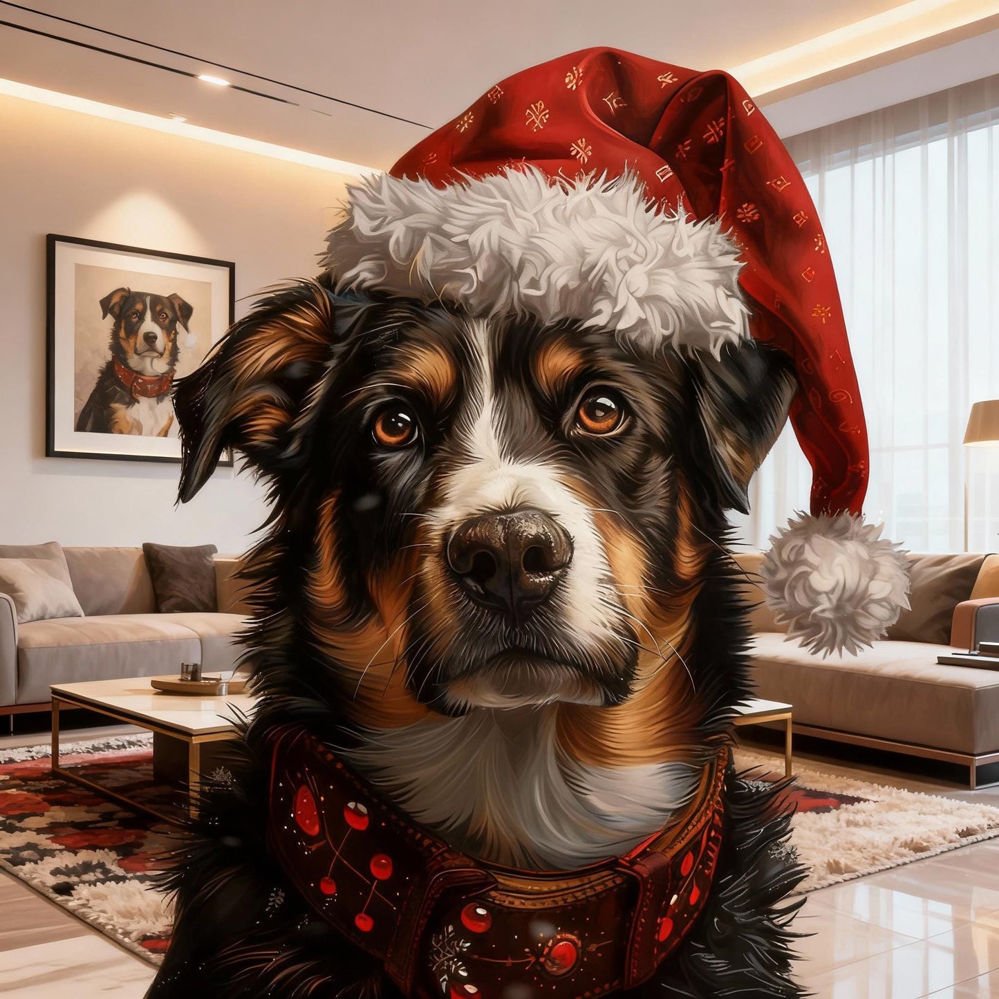 Custom Christmas Pet Portrait - Festive Holiday Wall Art