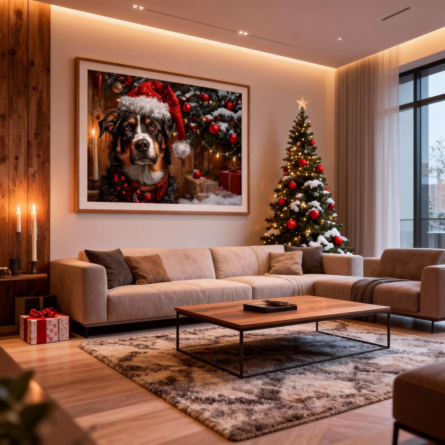 Custom Christmas Pet Portrait - Festive Holiday Wall Art