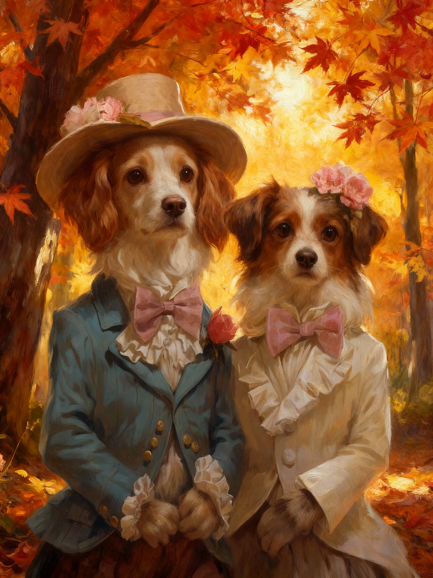 Couple Pets Custom AI Portrait - Two Fur Babies Personalized Gift for Pet Lovers