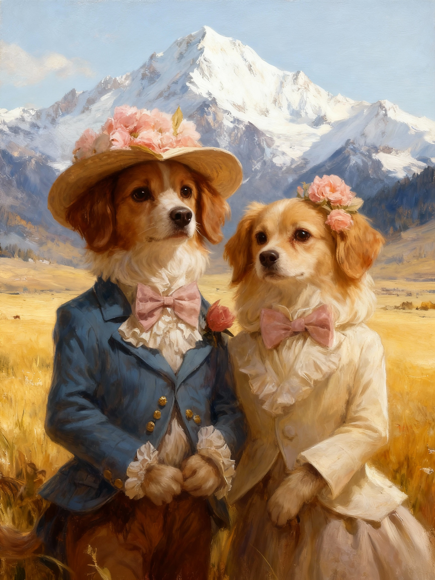 Couple Pets Custom AI Portrait - Two Fur Babies Personalized Gift for Pet Lovers