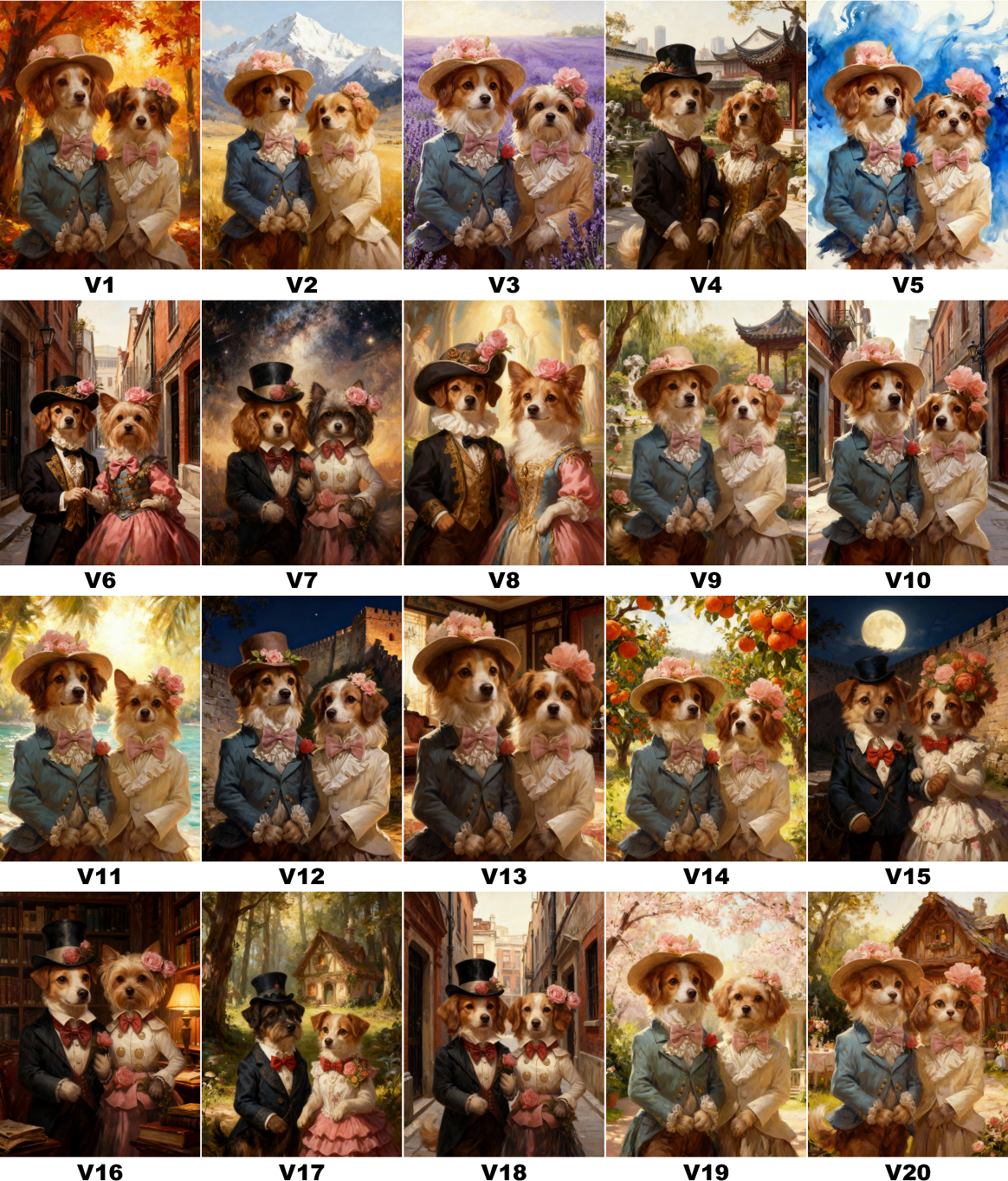 Couple Pets Custom AI Portrait - Two Fur Babies Personalized Gift for Pet Lovers