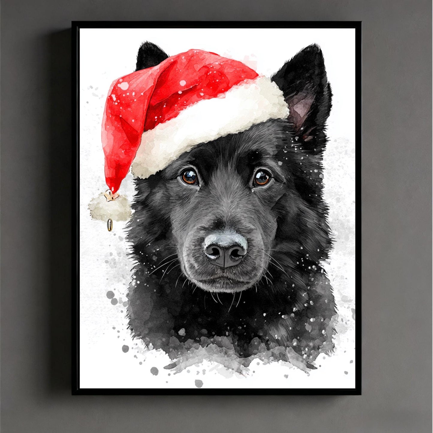 Christmas Custom pet Portrait from photo holiday wall art canvas Christmas Dog Portrait Canvas, Floater Frame Pet Gift for pet lover