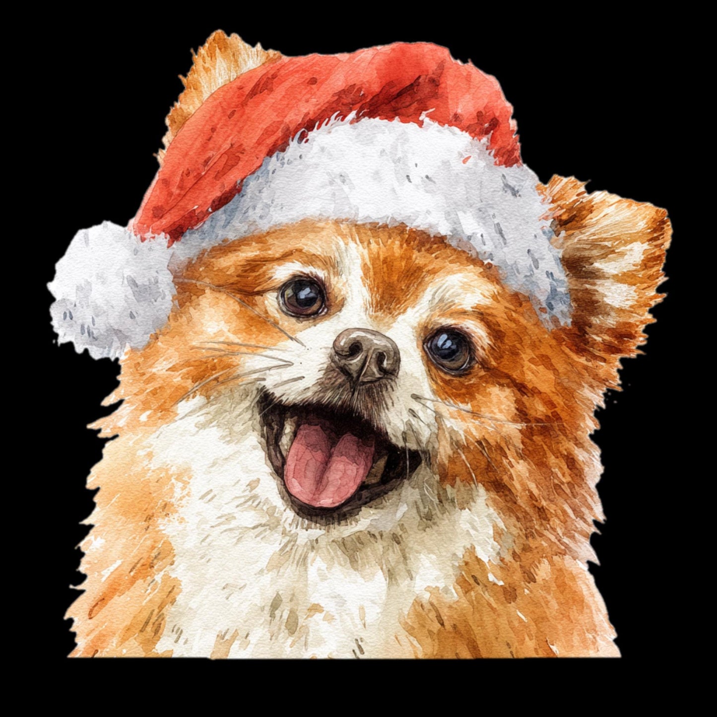 Watercolor Christmas Dogs PNG: 100 Breeds with Santa Hats (Digital Download)