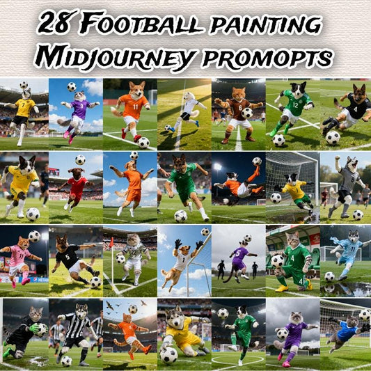 Football Pet Portrait Midjourney Prompts: AI Animal Art (PDF)