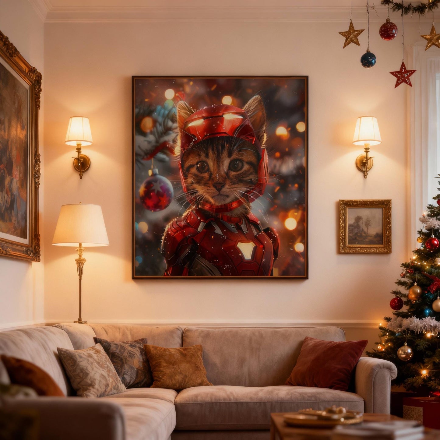 Custom Ironman Pet Portrait – Festive Holiday Wall Art