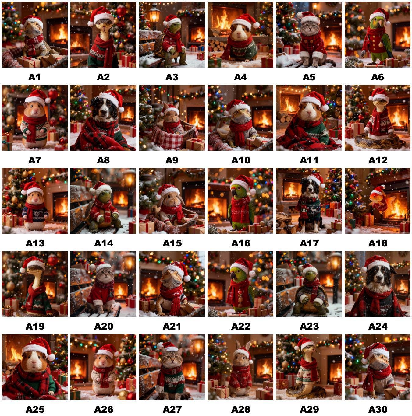 Custom Christmas Pet Portrait Canvas, Festive Holiday Wall Art (Digital Print)