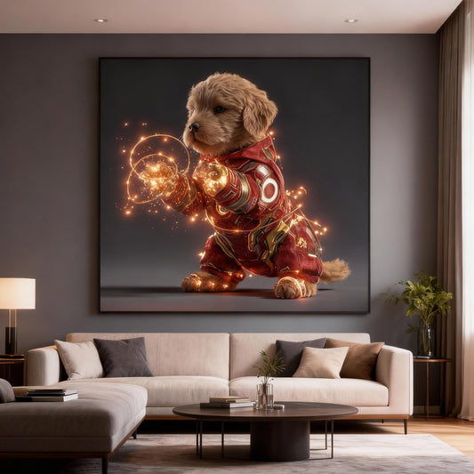 Custom Ironman Pet Portrait – Festive Holiday Wall Art