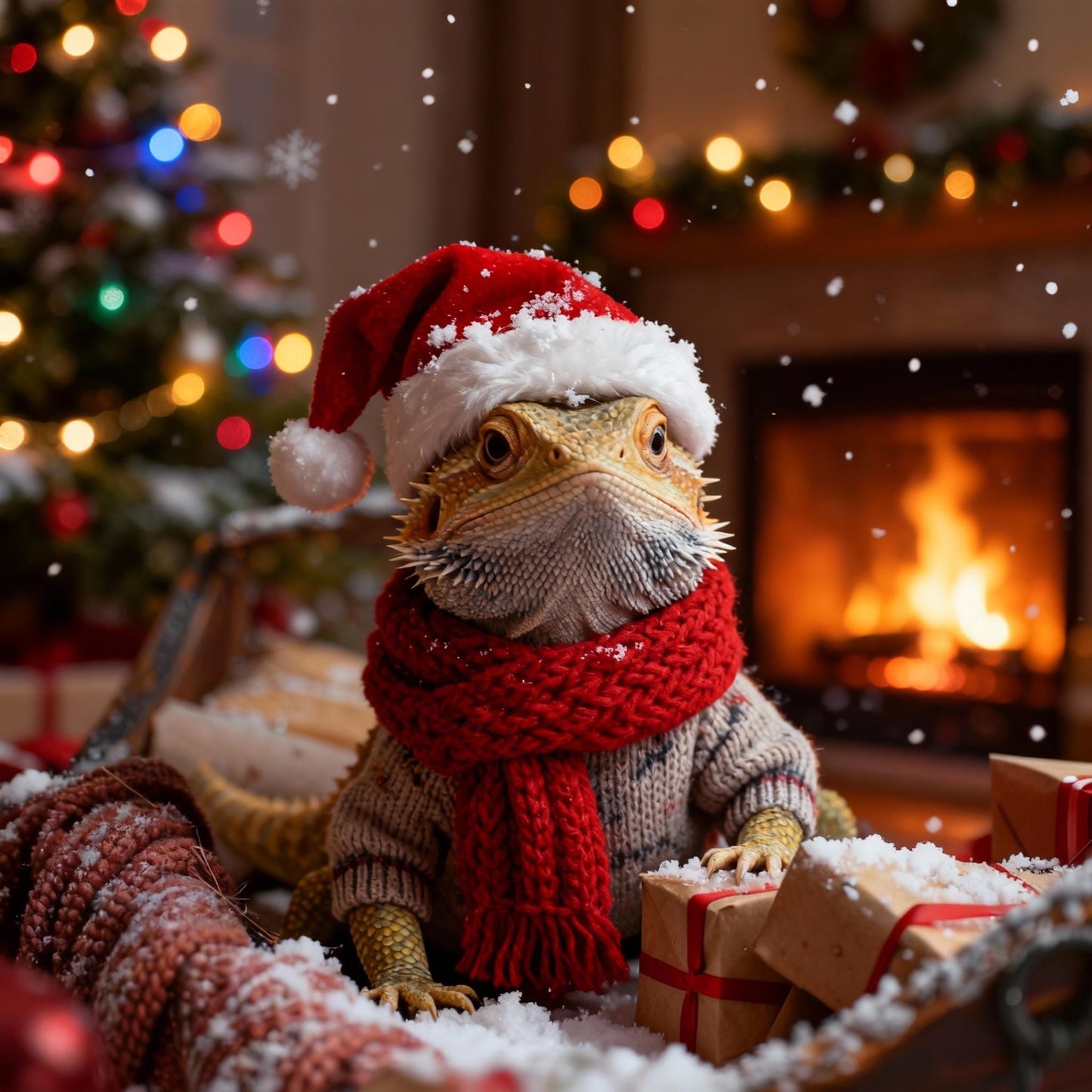 Custom Christmas Pet Portrait Canvas, Festive Holiday Wall Art (Digital Print)