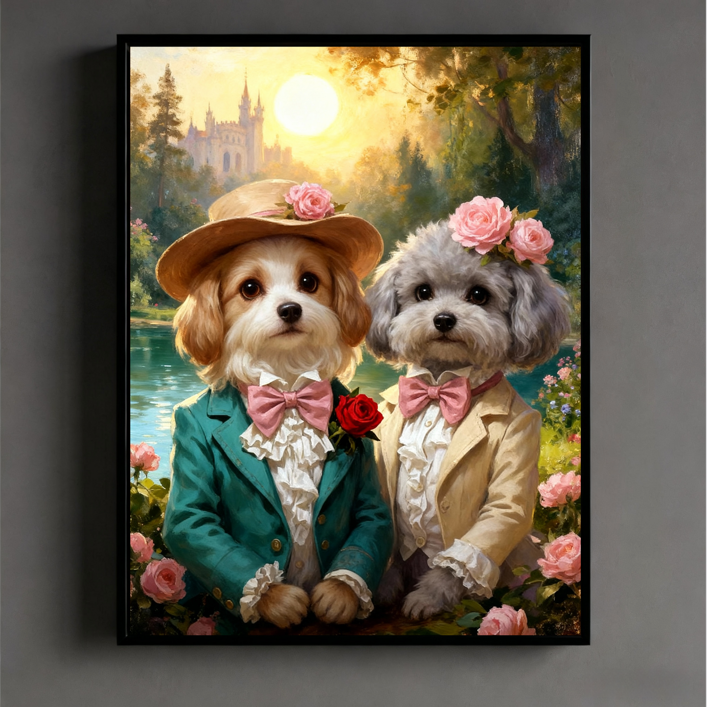 Couple Pets Custom AI Portrait - Two Fur Babies Personalized Gift for Pet Lovers