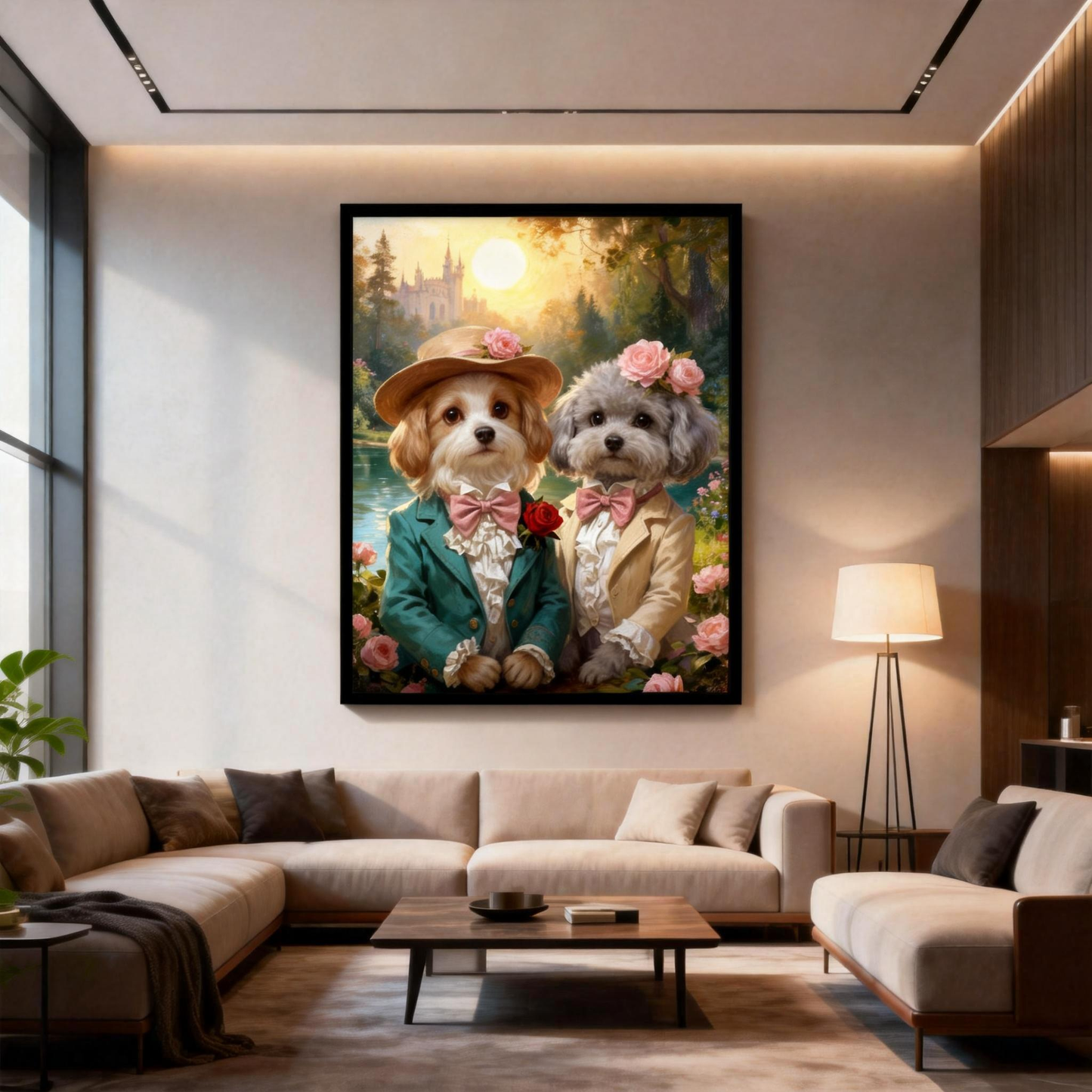 Couple Pets Custom AI Portrait - Two Fur Babies Personalized Gift for Pet Lovers