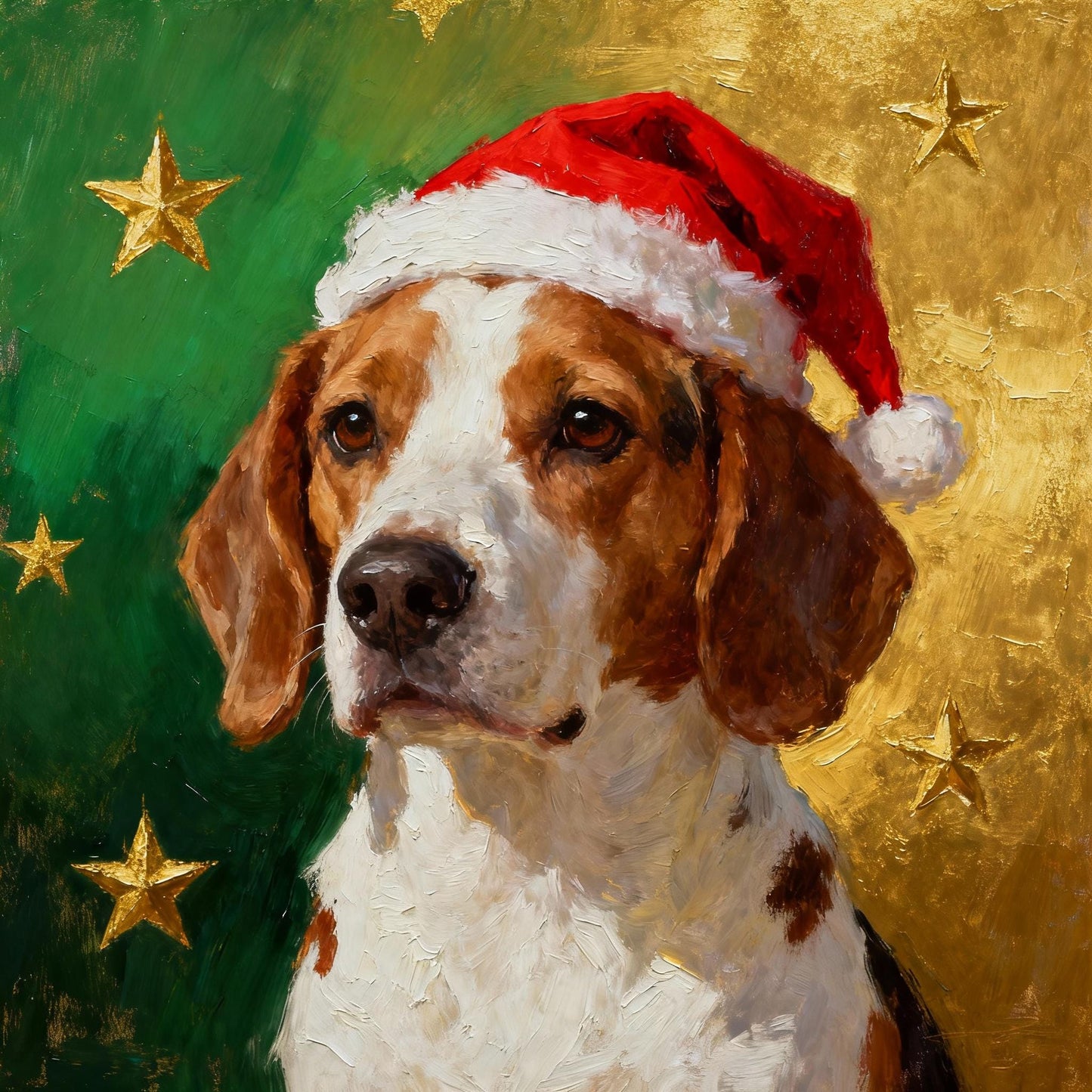 Custom Christmas Pet Portrait Canvas, Festive Holiday Wall Art