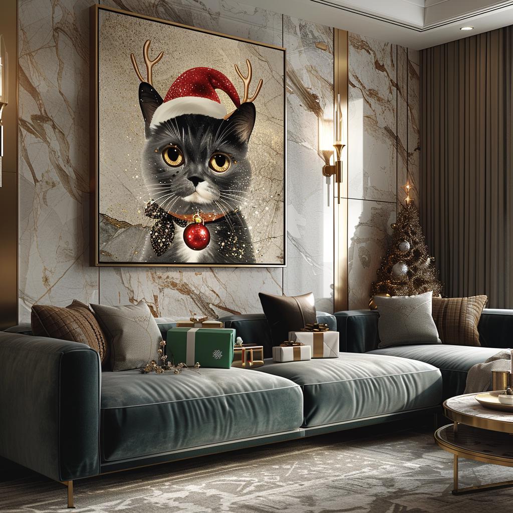 Custom Christmas Pet Portrait: Festive Holiday Wall Art (Digital)