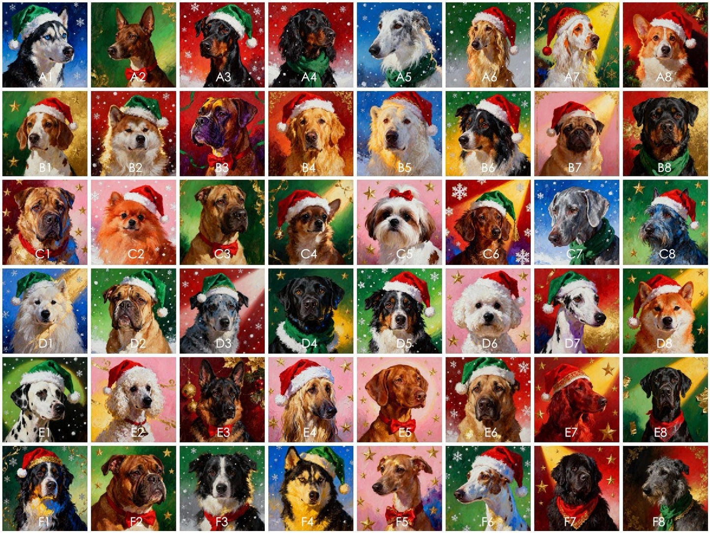Custom Christmas Pet Portrait Canvas, Festive Holiday Wall Art