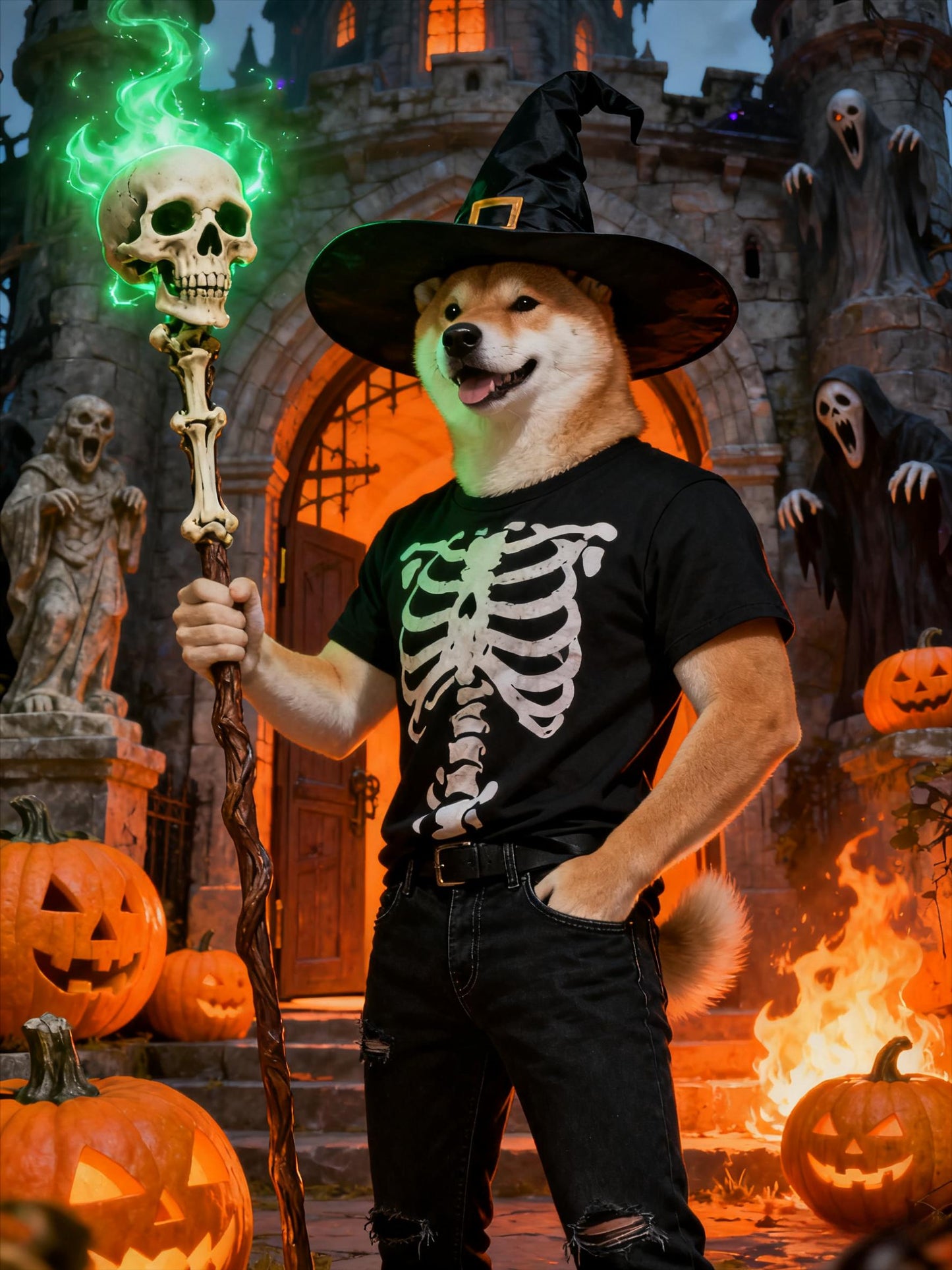 Halloween Pet Portrait AI Art: Midjourney Prompts (Digital Download)