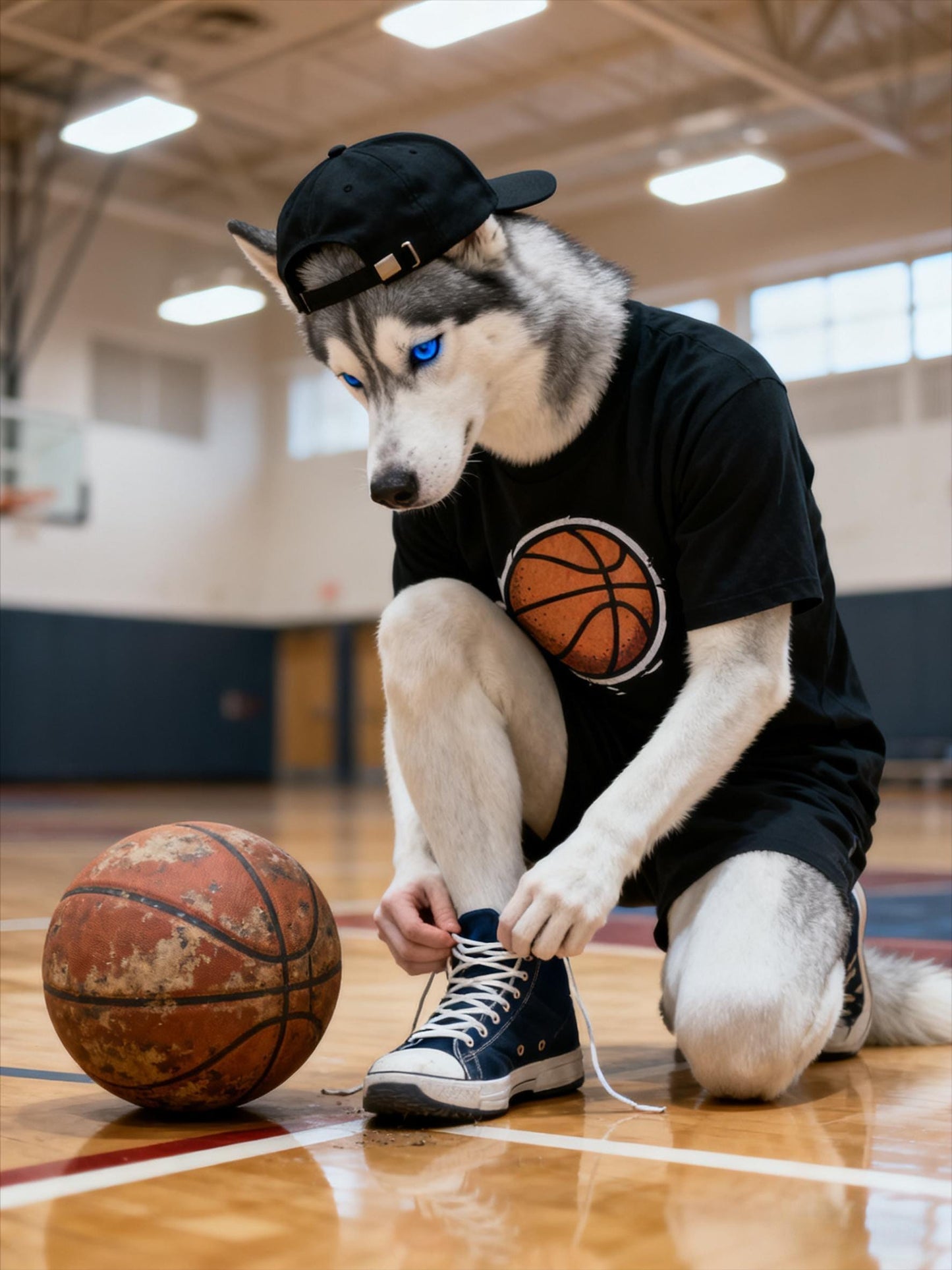 Pet Portrait Midjourney Prompts: Dog Basketball Painting AI Art (PDF)