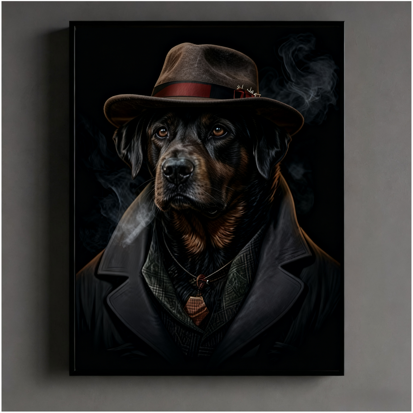 Christmas Custom pet Portrait from photo handsome gentle pet portrait with hat holiday wall art canvas Christmas Dog Portrait Canvas, Floater Frame Pet Gift for pet lover