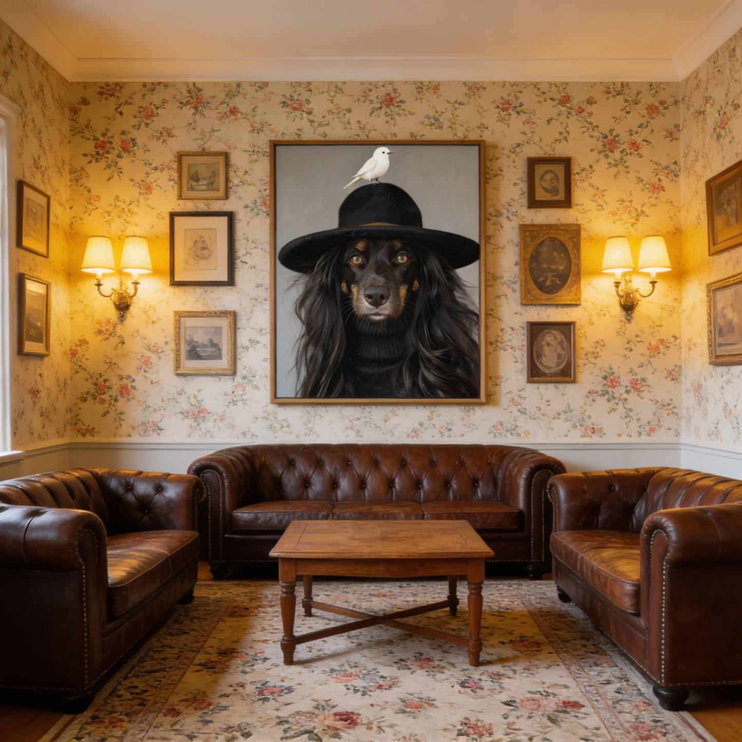 Christmas Custom pet Portrait from photo handsome gentle pet portrait with hat holiday wall art canvas Christmas Dog Portrait Canvas, Floater Frame Pet Gift for pet lover