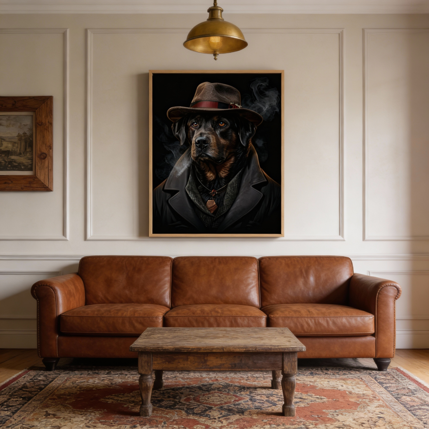 Christmas Custom pet Portrait from photo handsome gentle pet portrait with hat holiday wall art canvas Christmas Dog Portrait Canvas, Floater Frame Pet Gift for pet lover