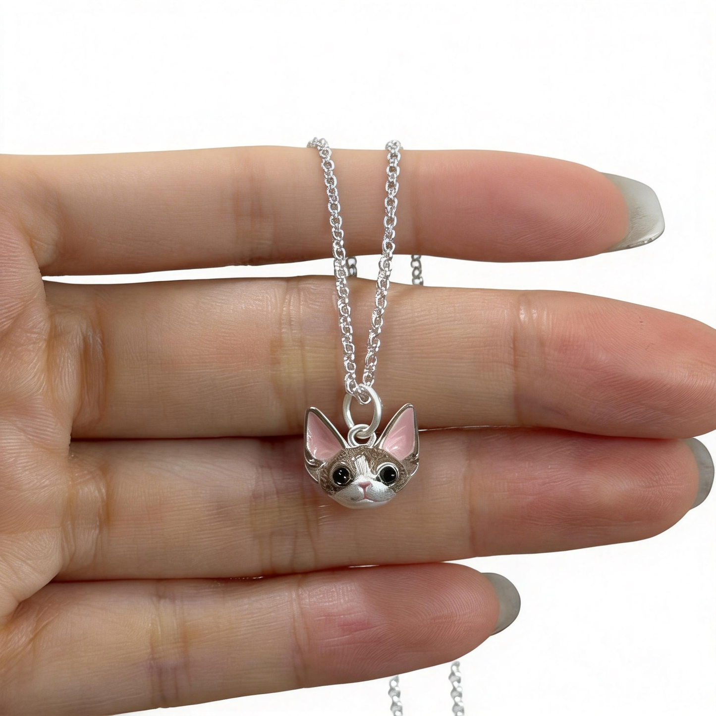 Custom Pet Portrait Necklace Handmade Pendant 99 Sterling Silver Chain Personalized Pet Memorial gift for pet lover