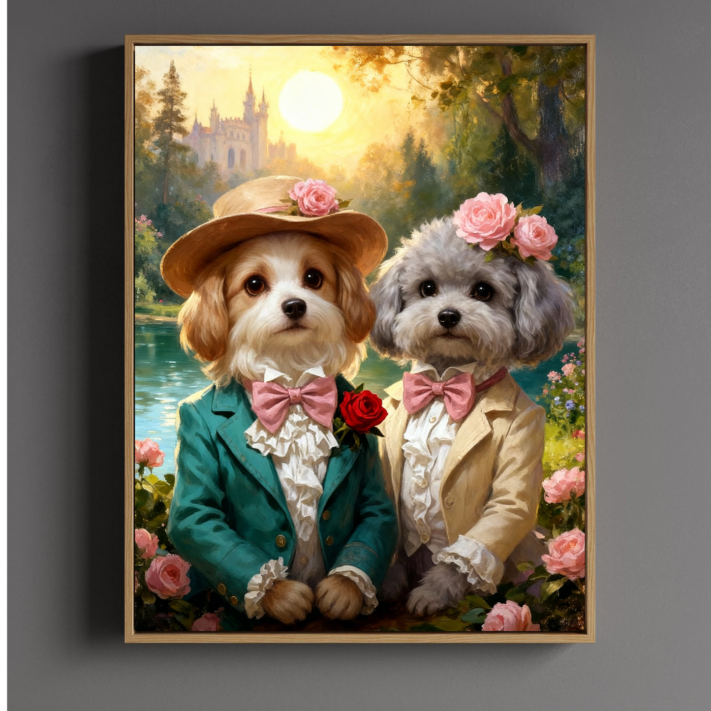 Couple Pets Custom AI Portrait - Two Fur Babies Personalized Gift for Pet Lovers
