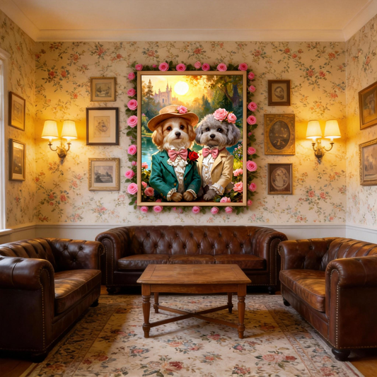 Couple Pets Custom AI Portrait - Two Fur Babies Personalized Gift for Pet Lovers